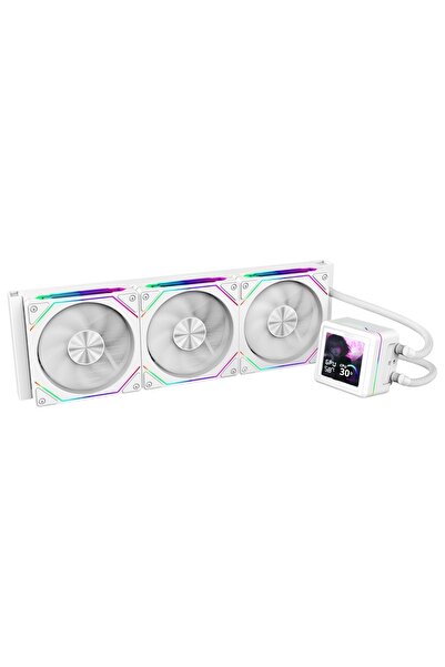DRAGOS AquaForge 360 Intel-AMD 360MM LCD Ekranlı ARGB Beyaz Sıvı Soğutucu