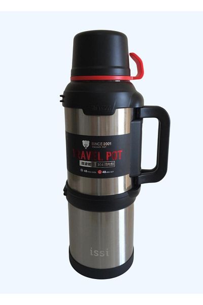 nonserviamworld D.Kadı Thermos Vacuum Travel Pot 48 Hours Hot 48 Hours Cold 4 Liters Silver