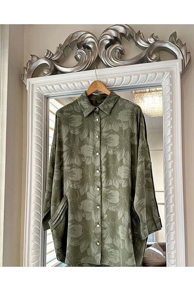 Invee Invee 7109 Floral Patterned Shirt - Khaki