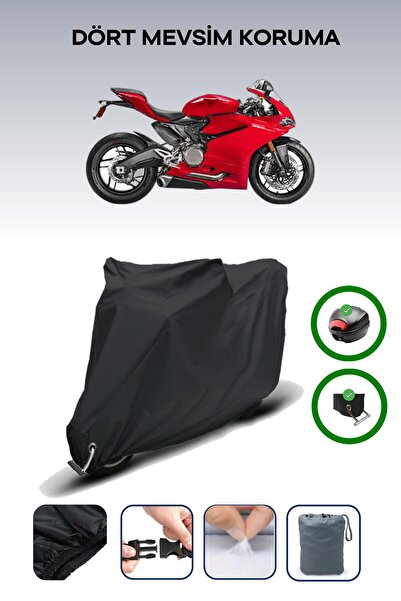 Breen قماشة دراجة نارية سوداء متوافقة مع الحقيبة الخلفية والقفل لـ Ducati Pan...