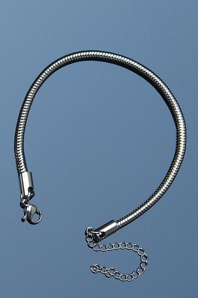 Rua Jewelry Steel Italian Round Snake Bracelet 3 mm Silver Color |   Non-Blackening, Unisex, 2 Years Warranty