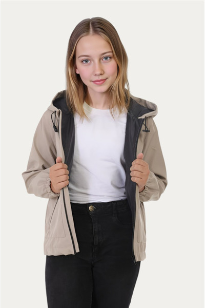 Firststops Спортивний дощовик для дівчаток з капюшоном, подвійною блискавкою, водо- та вітронепроникним підкладкою