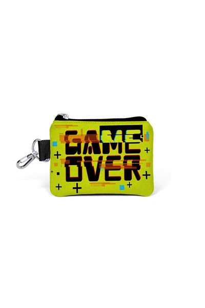 Coral High Kids Black Neon Yellow Game Over Patterned Coin Purse 21828
