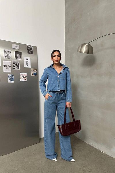 LACARINO 7888 Palazzo Pantaloni de damă din denim