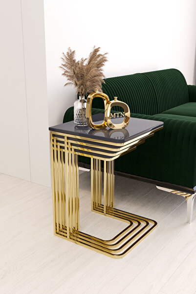 ysnn aksesuar Star 4'lü Kare Zigon Gold Kaplama Antrasit Mebran Mdf