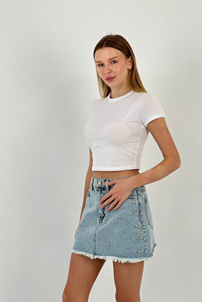 Miss Poem Γυναικείο κοντομάνικο κοντομάνικο λευκό μπλουζάκι