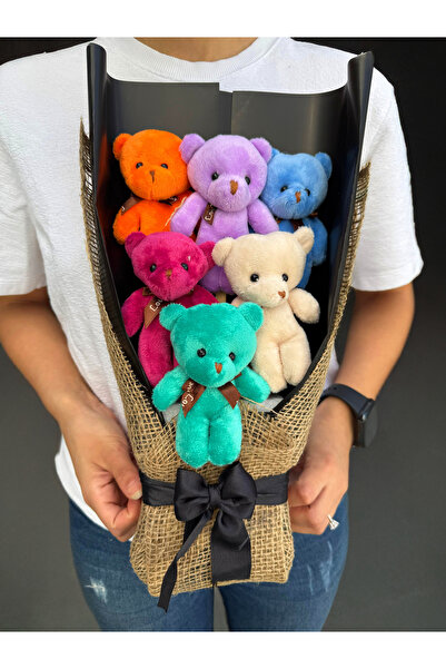 lenostra Sevgiliye Hediye - 6 Adet Rengarenk Ayıcıklı Ayıcık Buketi - Dogum G...