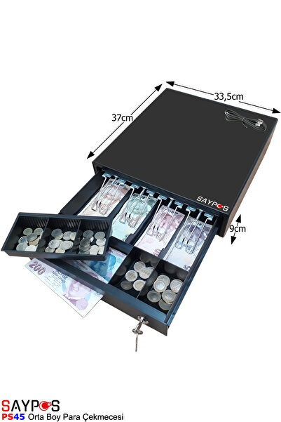 SAYPOS Anahtardan Açılır 4 Banknot Gözlü Ve Gizli Hazneli Manuel Para Çekmecesi