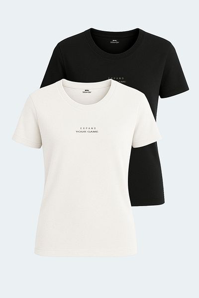 Slazenger Set de 2 tricouri pentru femei Paytons Ecru - Negru