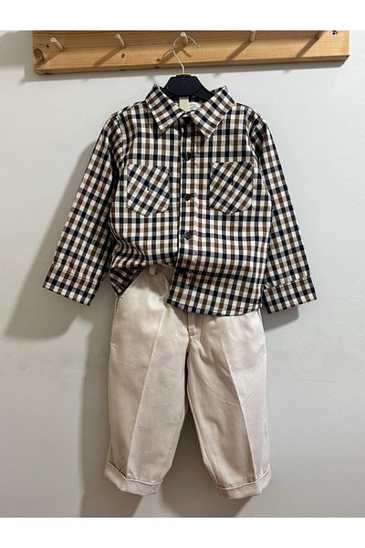 Motebarn Wear Boy's Woven Outfit - Pantalon Bottom-Ustakim Cream