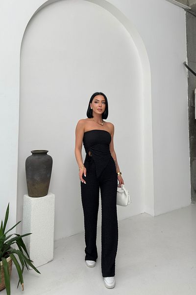 Sorridi Strapless 2-Piece Suit with Side Gathered Trousers