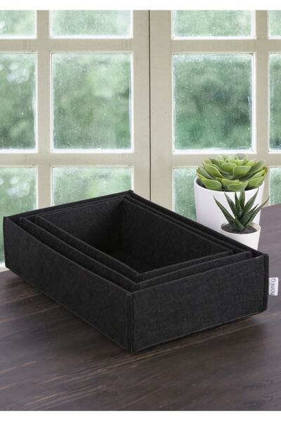 HOMİNG Multi-Purpose 3 Piece Felt Organizer Basket Set Hmy-6272