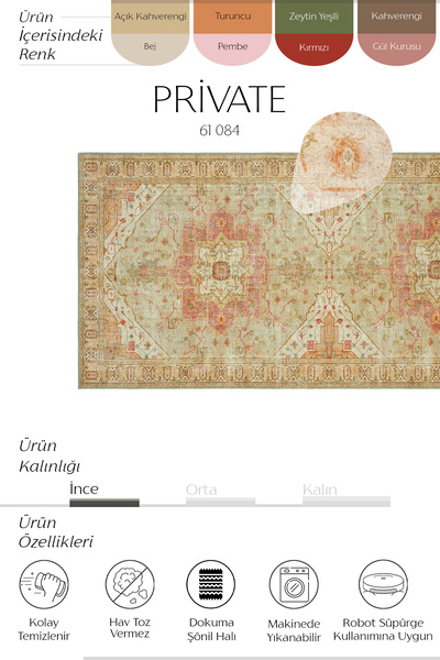 Cool Halı Private Vintage Mutfak Halısı Yolluk Leke Tutmaz Tezgah Önü Mutfak Paspası Yıkanabilir Mutfak Kilimi