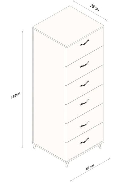 Modella 6-drawer chest of drawers Belinda white/natural oak