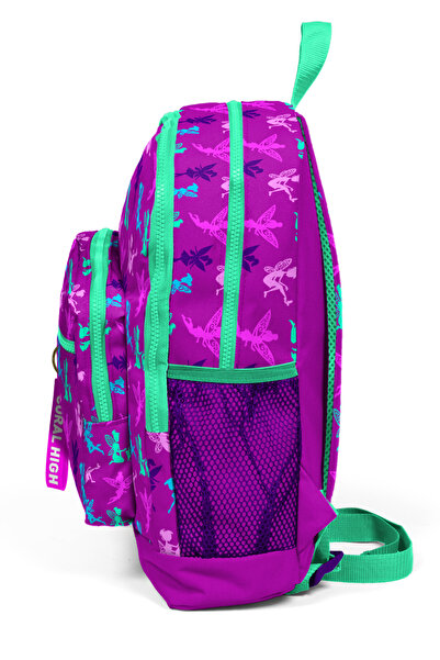 Yaygan Çanta Coral High Kids Koyu Pembe Su Yeşili Desenli Dört Bölmeli Okul Sırt Çantası 23109