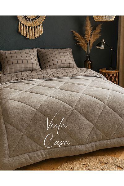 Violacasa Double Sided Welsoft Quilt Set Double Smoked Square