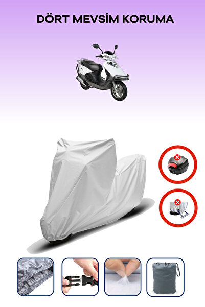 Breen غطاء دراجة نارية باللون الرمادي "Kuba VN50 Pro" وحقيبة خلفية وقفل غير م...