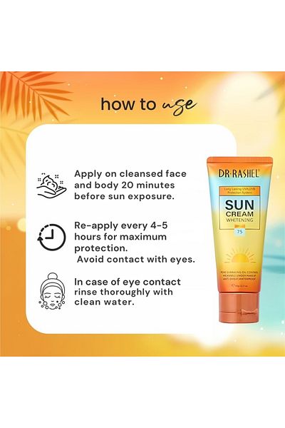 DR.RASHEL Whitening & Moisturizing Sun Cream Spf 75 60g – Uv Protection, Hydration & Brightening
