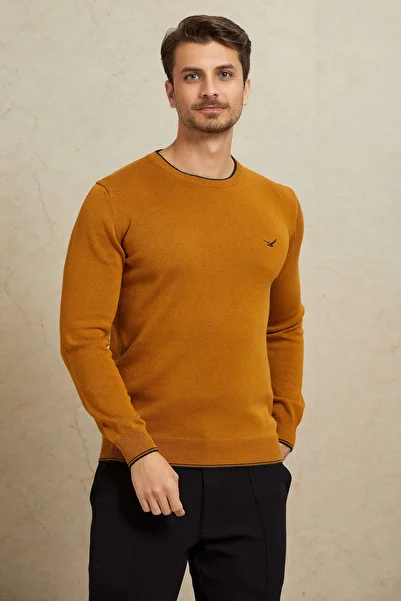 SMILE BAKKI CREW NECK MEN'S SWEATER - MUSTARD