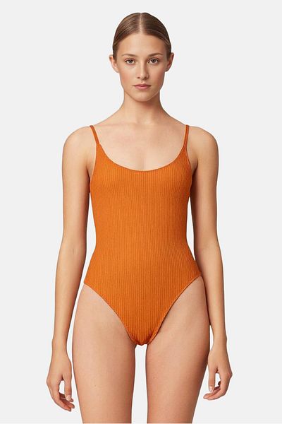 Hurley Women Textured Twisted Back One Piece, Brown