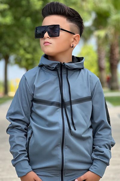 Zaziko Kids Unisex Diving Fabric Hooded Tracksuit Set Esf-600-Z