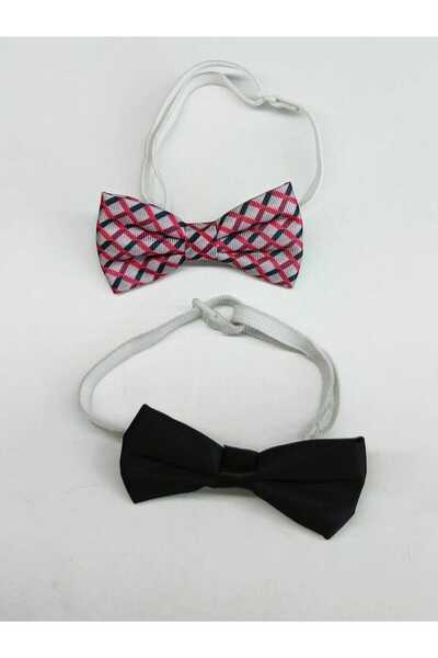 GallanD Plain Patterned Children's Bow Tie Set of 2 Birthday Wedding Special Day Practical Elastic Single Bow Tie