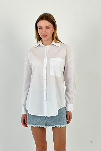 Miss Poem Γυναικείο καλοκαιρινό πουκάμισο με τσέπες Loose Basic oversized Λευκό