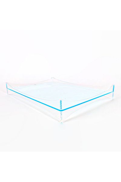 Generic Clear Blue Rectangular Acrylic Serving Tray - Size 50 X 36 X 6 Cm - Weight 1.75 Kg