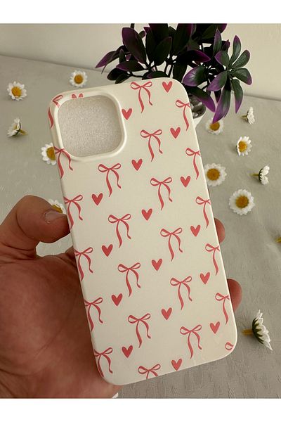 HyperAge حافظة متوافقة مع هاتف iPhone 13 / 14 داخل غطاء سيليكون مخملي بتصميم شريط فيونكة