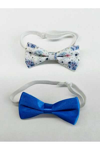 GallanD Plain Patterned Children's Bow Tie Set of 2 Birthday Wedding Special Day Practical Elastic Single Bow Tie