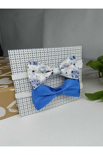 GallanD Plain Patterned Children's Bow Tie Set of 2 Birthday Wedding Special Day Practical Elastic Single Bow Tie