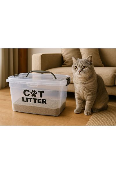 DEEMBRO Cat Litter Storage Container 14 Liter Capacity Cat Litter Storage Box Top Holder Lockable Airtight