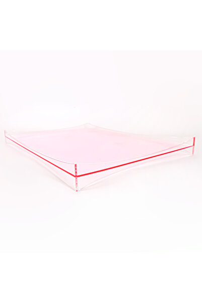 Generic صينيه تقديم أكريليك مربع شفاف فاخر مربع الشكل – مقاس 26×26×6 سم – مثالي لتقديم الحلويات والأطعمة