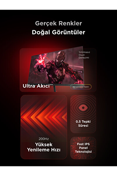 Rampage Crimson Csot Ips 25" Fhd 200hz Fast Panel 0.5ms Flat Led Oyuncu Monitörü