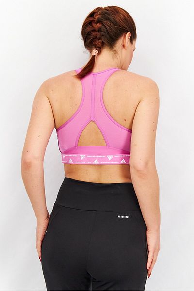 adidas Women Sportswear Fit Padded Power React Training Sports Bra, Pink