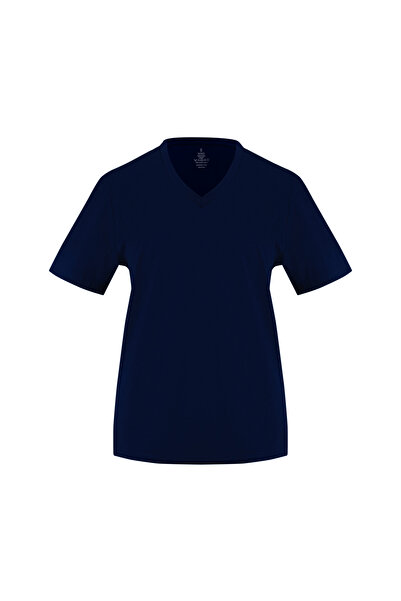 Soho Mood Women's V-Neck 100% Cotton 4-Pack Basic T-Shirts (1 Black 1 White 1 Grey 1 Navy Blue)