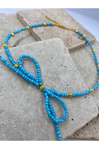 Byoz store Women's Necklace with Blue Bead Bow