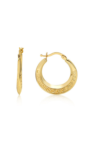 Altınkesesi 14 Ayar Altın Grek Desenli Küpe 2 Cm