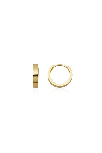 Altınkesesi 14 Ayar Altın Düz Halka Küpe Gizli Kilit 1.5 Cm