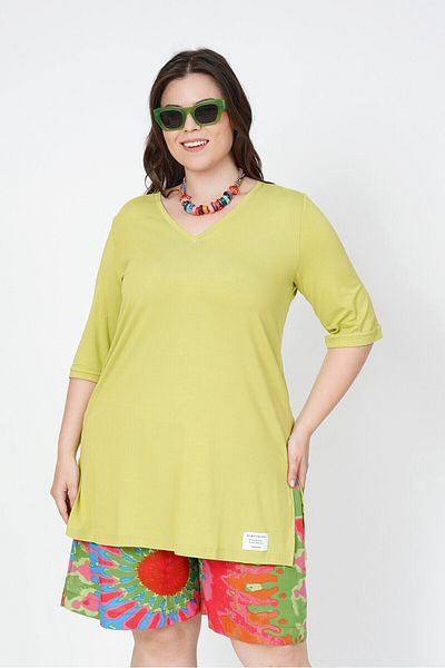Büyük Moda V-NECK DUMPED BASIC TEE