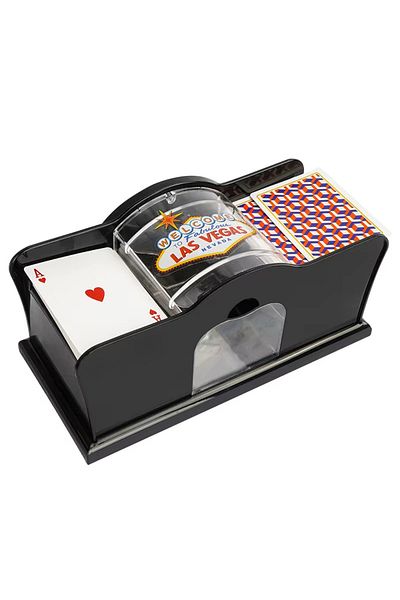 Choice Black 1pc Red/black Manual Card Shuffler 2 Deck With Hand Crank, Card Shuffler For Blackjack, Poker,