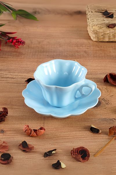 MİNOLE HOME Elegant Floral Patterned Coffee Cup with Plate