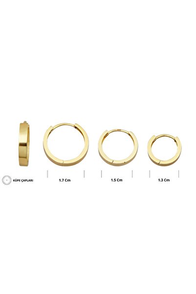 Altınkesesi 14 Ayar Altın Düz Halka Küpe Gizli Kilit 1.3 Cm