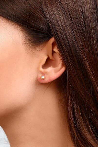 Altınkesesi 14 Ayar Altın Unisex Kalemli Top Küpe 5 Mm