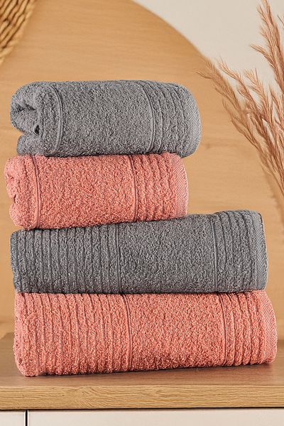 Isessia Sera 4-Piece Bath Towel Set Turkish Bath Set 100% Cotton