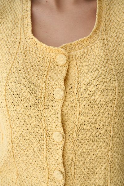 Hazinedan Women's Ecru Sleeveless U-Neck Knitwear Summer Buttoned Vest