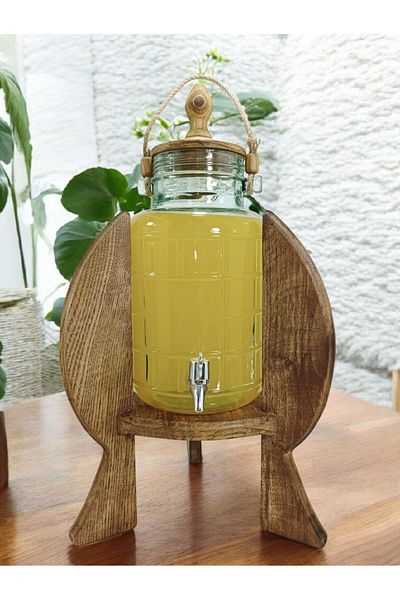 Mor Kayısı Stand Faucet Glass Sherbet-Damakana-Sebi̇L 6Lt