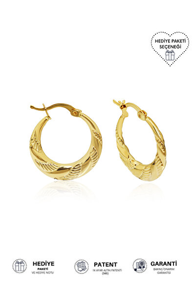 Altınkesesi 14 Ayar Altın Retro Halka Küpe