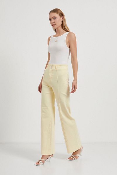 Arma Life Women's High Waist Grassland Loose Stretchy Yellow Trousers