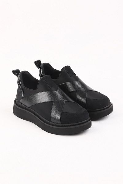 layki Nesica Black Colored Elastic Parachute Fabric Walking Shoes